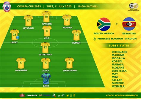 bafana bafana starting lineup today